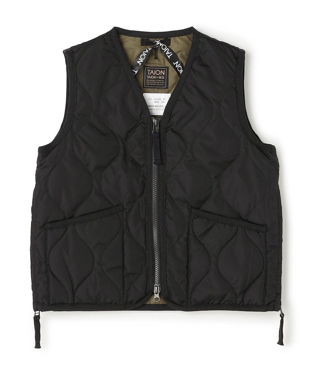 UNFILO 【120-150cm】TAION ミリタリーZIP Vネックダウンベスト(UNISEX) 