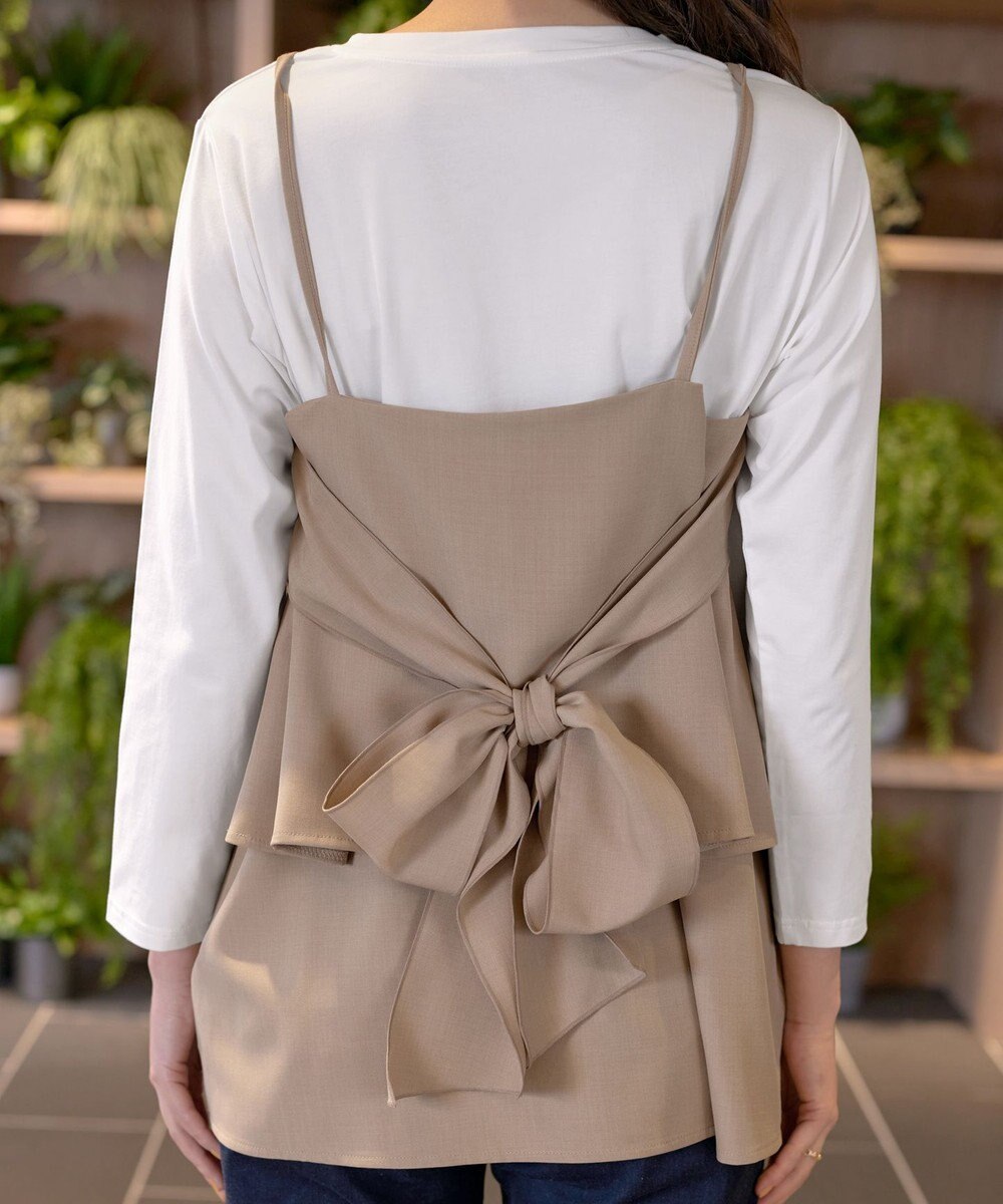 Tiaclasse 【洗える】リボンキャミドッキングカットソートップス 