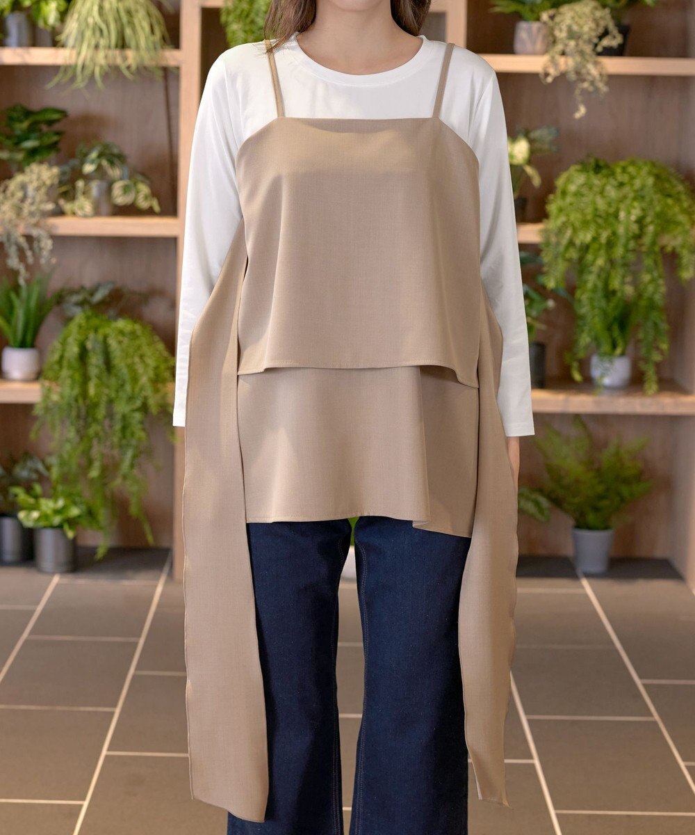 Tiaclasse 【洗える】リボンキャミドッキングカットソートップス 