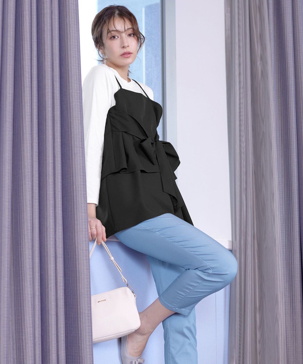 Tiaclasse 【洗える】リボンキャミドッキングカットソートップス 