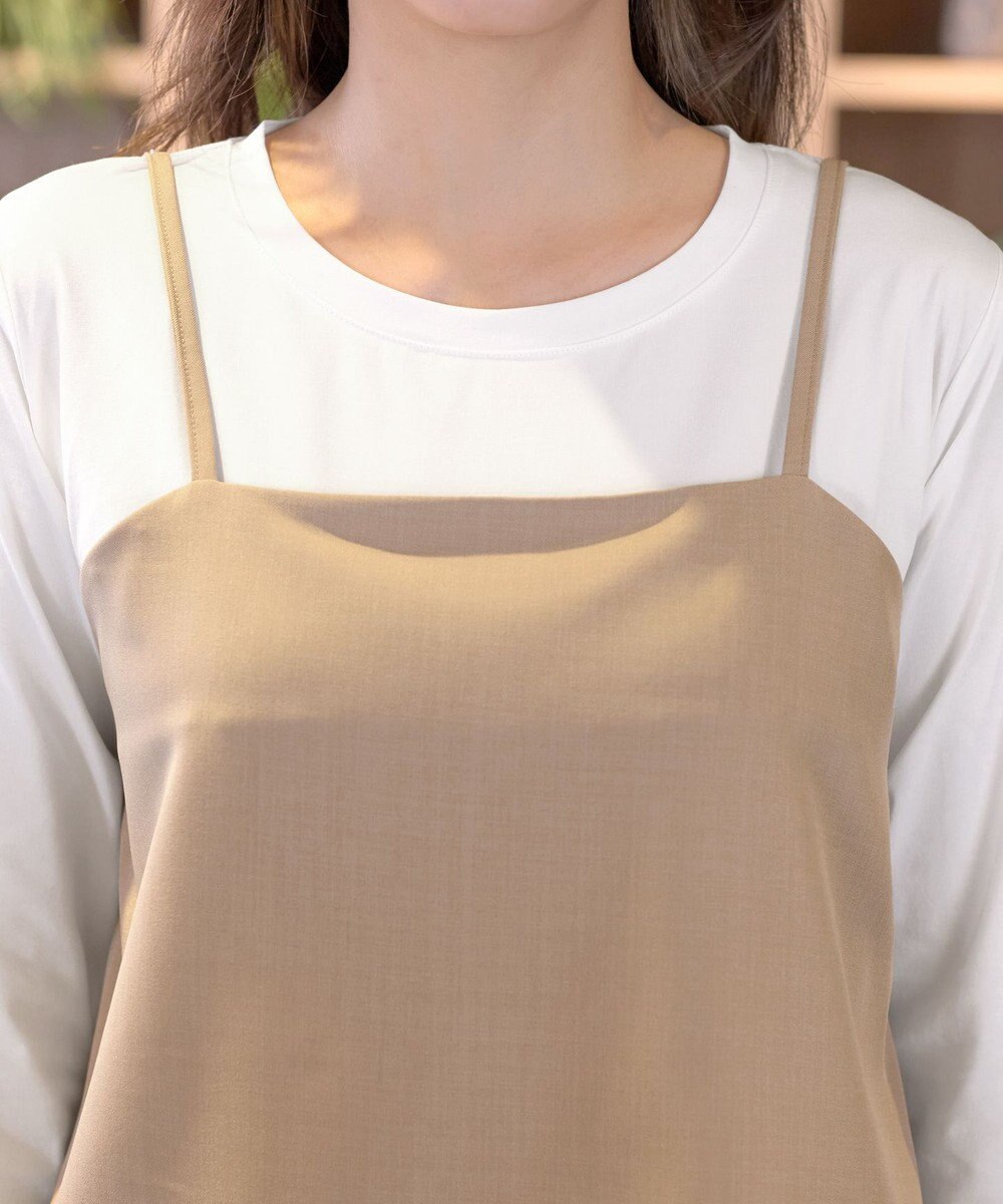 Tiaclasse 【洗える】リボンキャミドッキングカットソートップス 