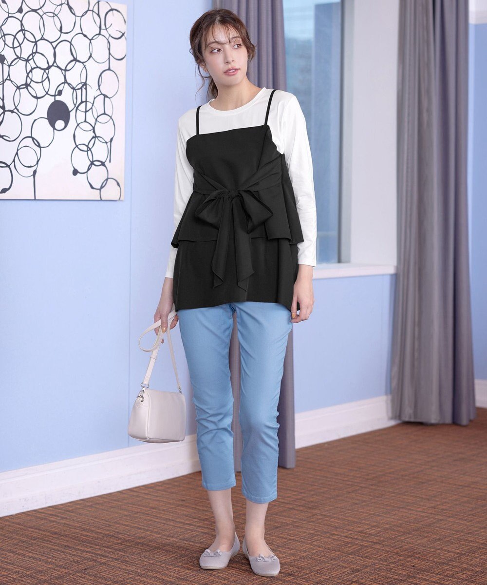 Tiaclasse 【洗える】リボンキャミドッキングカットソートップス 