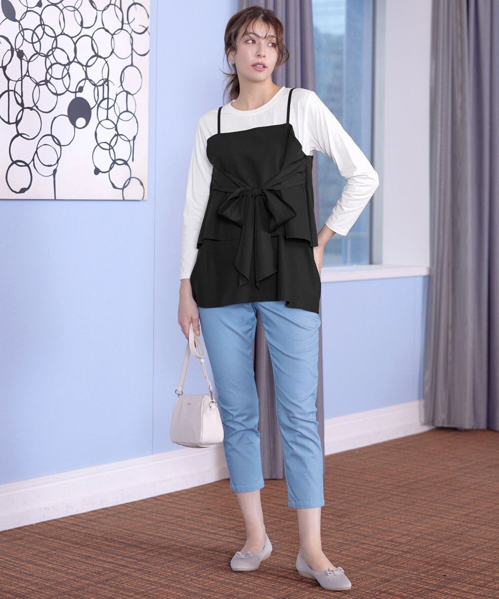 Tiaclasse 【洗える】リボンキャミドッキングカットソートップス 