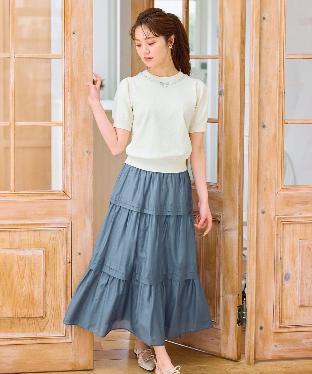 Feroux ビジューネックレスニット 