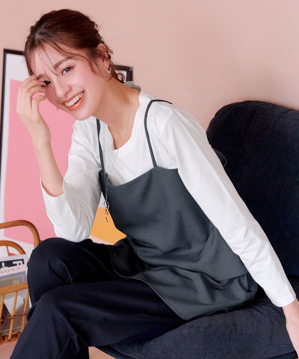 Tiaclasse 【洗える】リボンキャミドッキングカットソートップス 