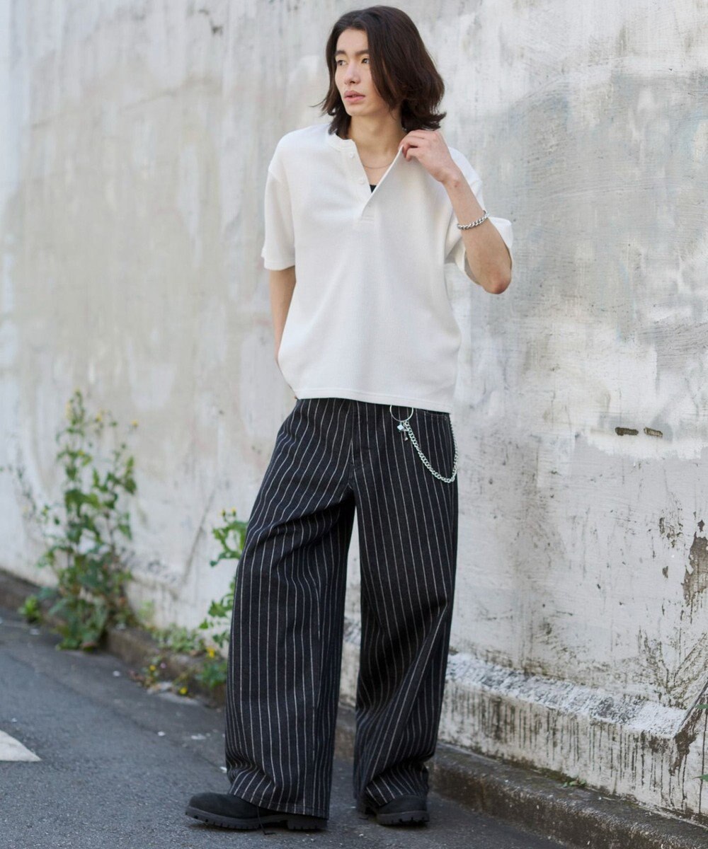 WEGO 【ユニセックス着用ITEM/MLサイズ展開】ワッフルヘンリーネックT（SS） 
