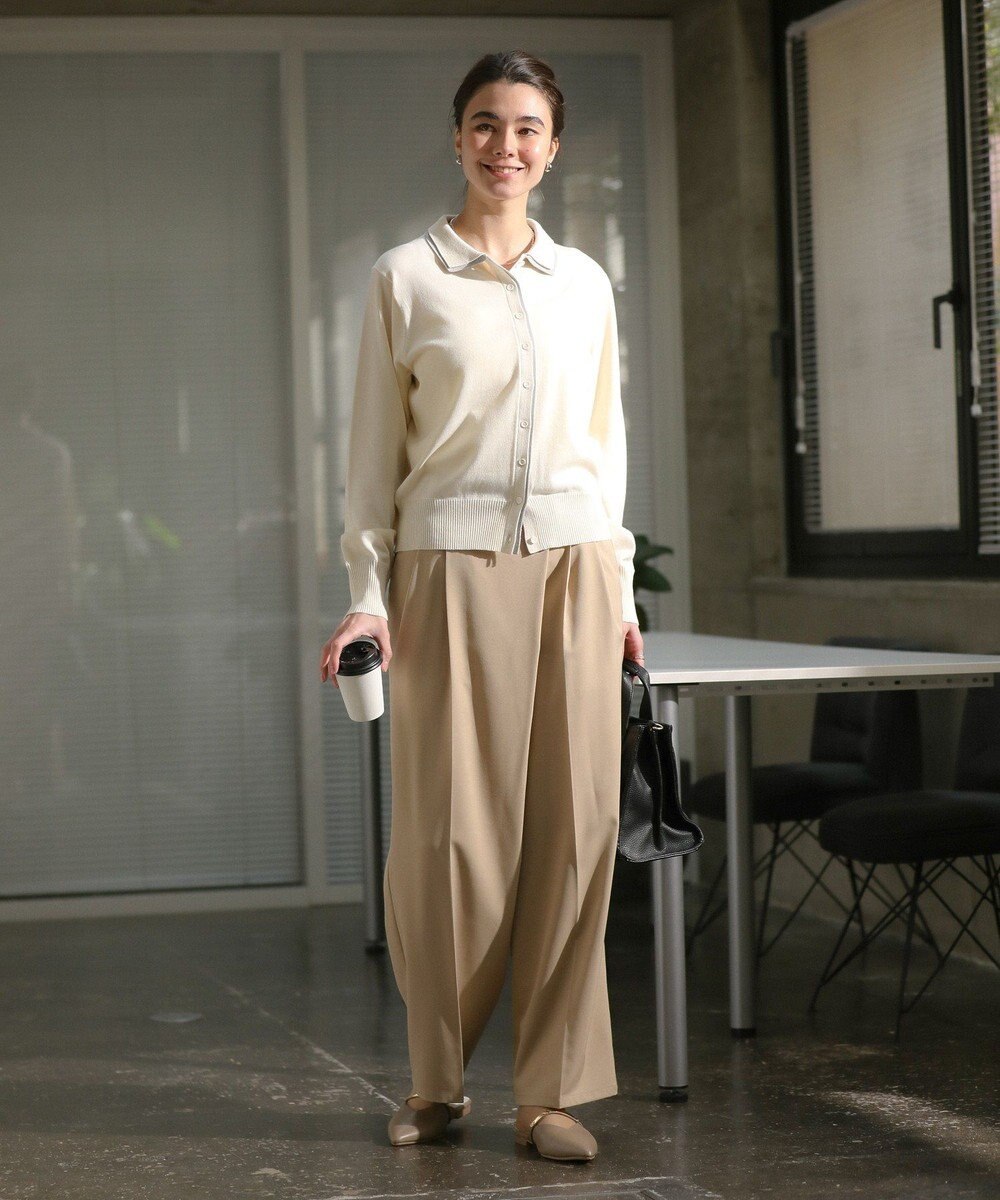 Green Parks ここちニット衿付き配色プルオーバー 