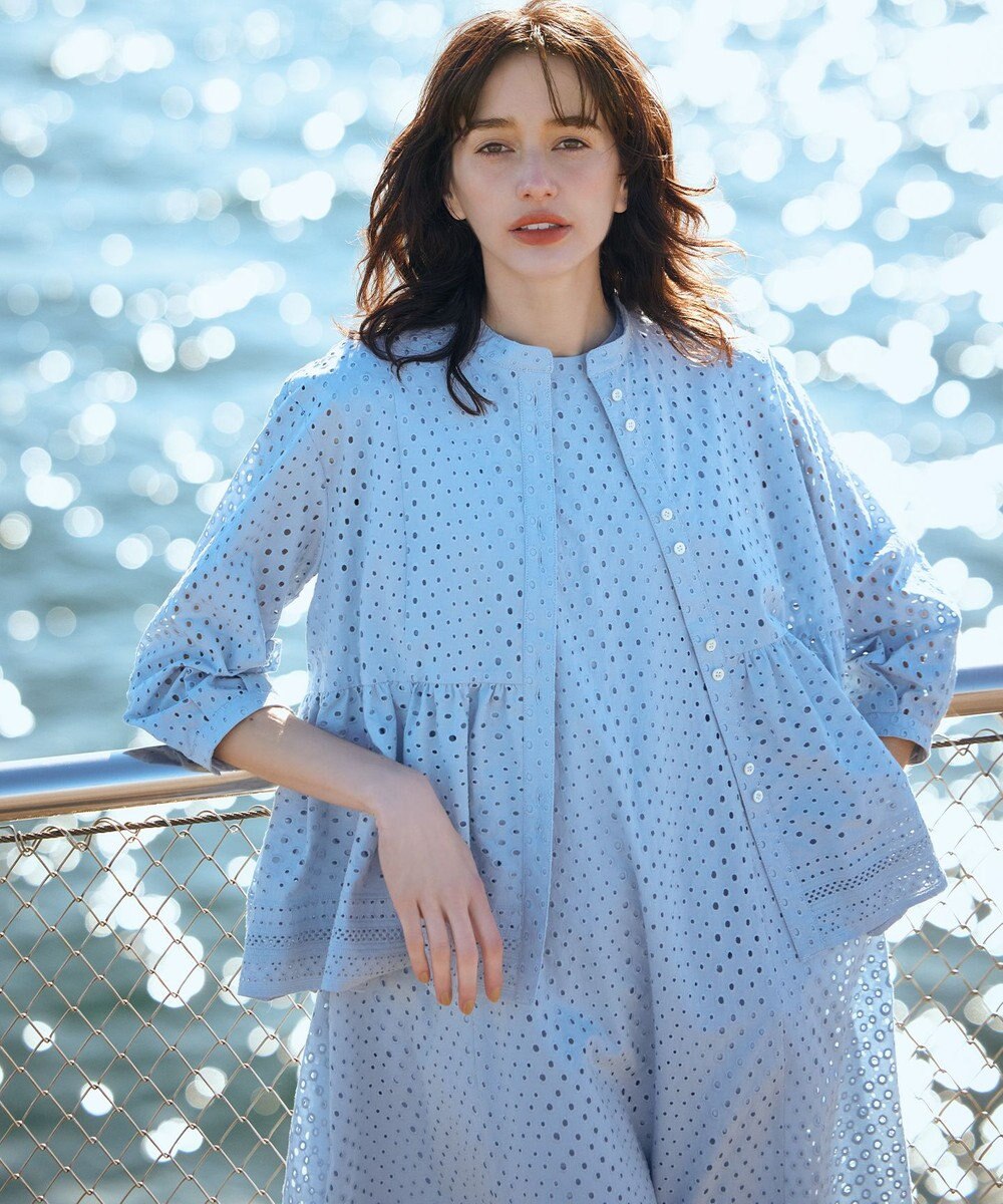 組曲 エンブロイダリーレーススタンドネック ブラウス 