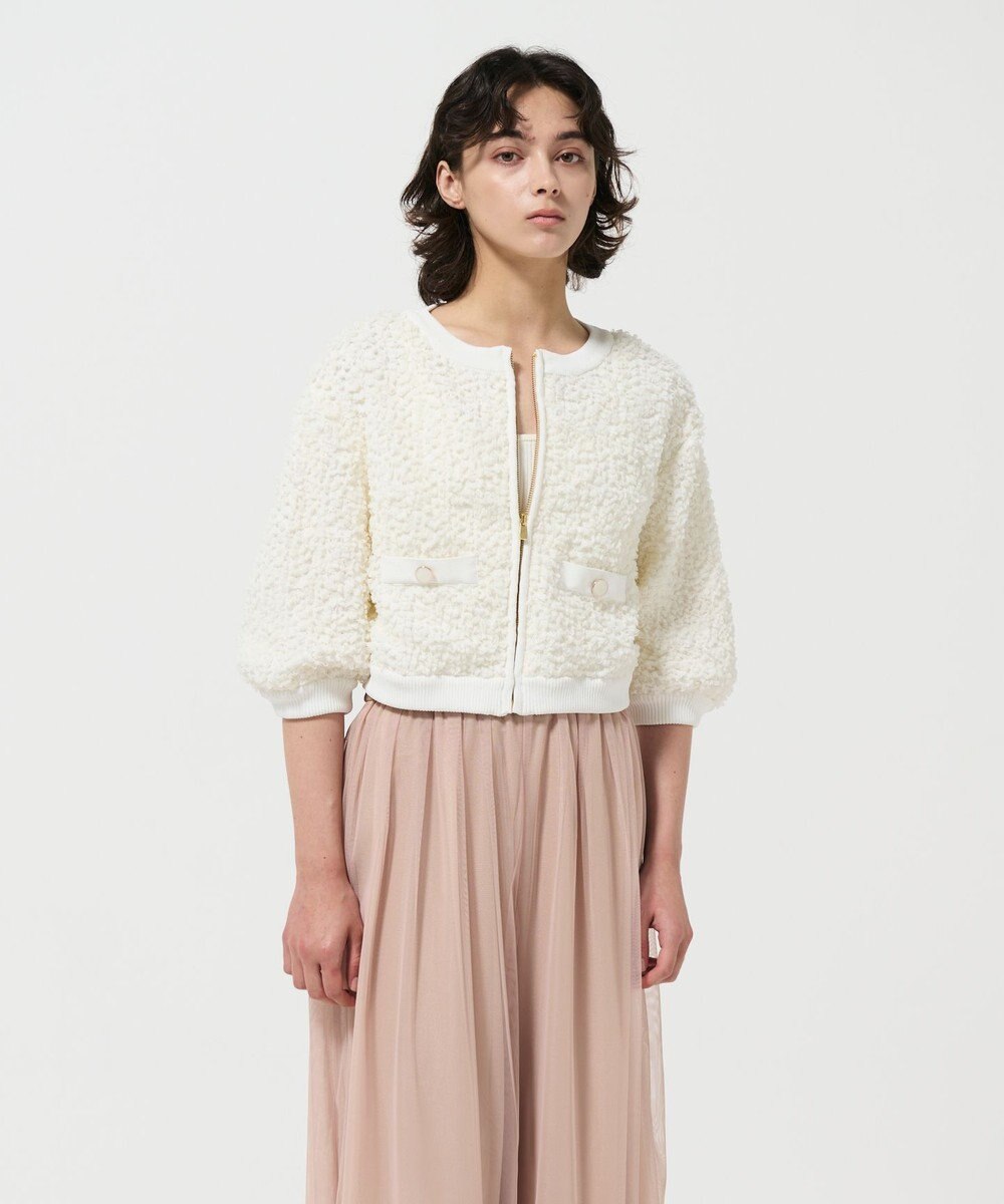 GRACE CONTINENTAL チュールフリルニットブルゾン 