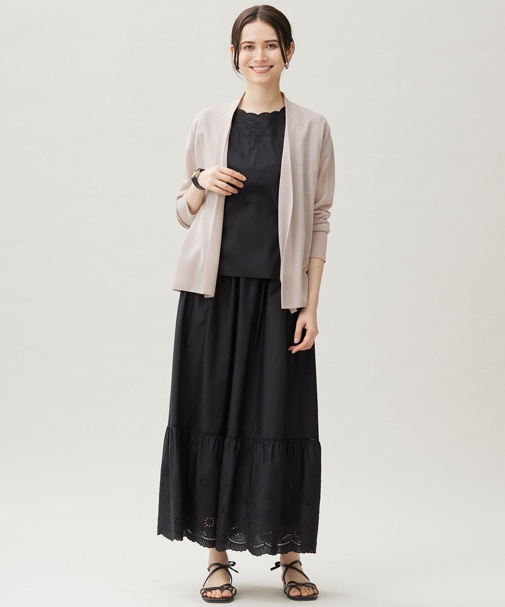 自由区 L 【カタログ掲載・接触冷感・洗える】エンブロイダリーローンティアード スカート 