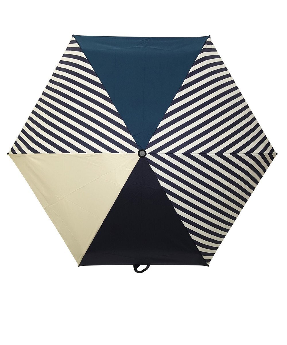 +RING 【UVカット95%以上】【UPF50＋】プラスリング ユニセックス 晴雨兼用 折傘 NVY/WHT T1316 