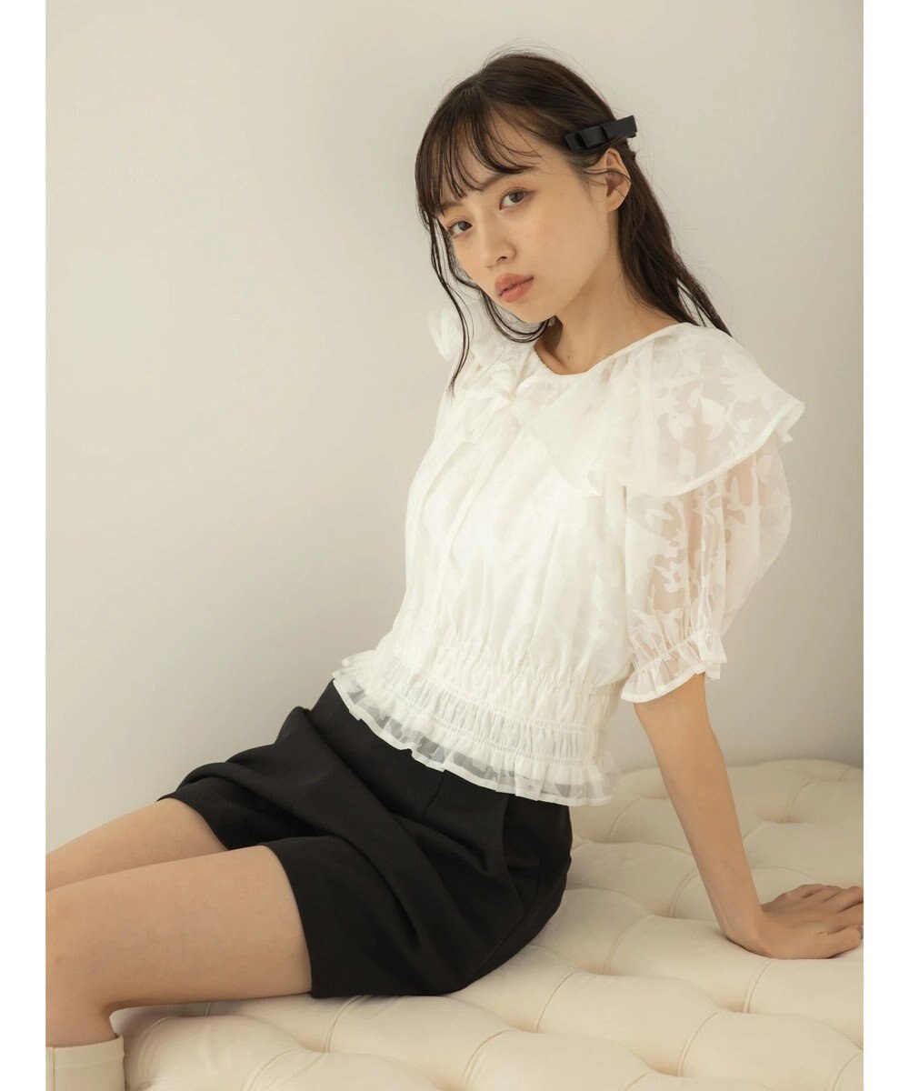 earth music&ecology 衿付きフラワーブラウス 