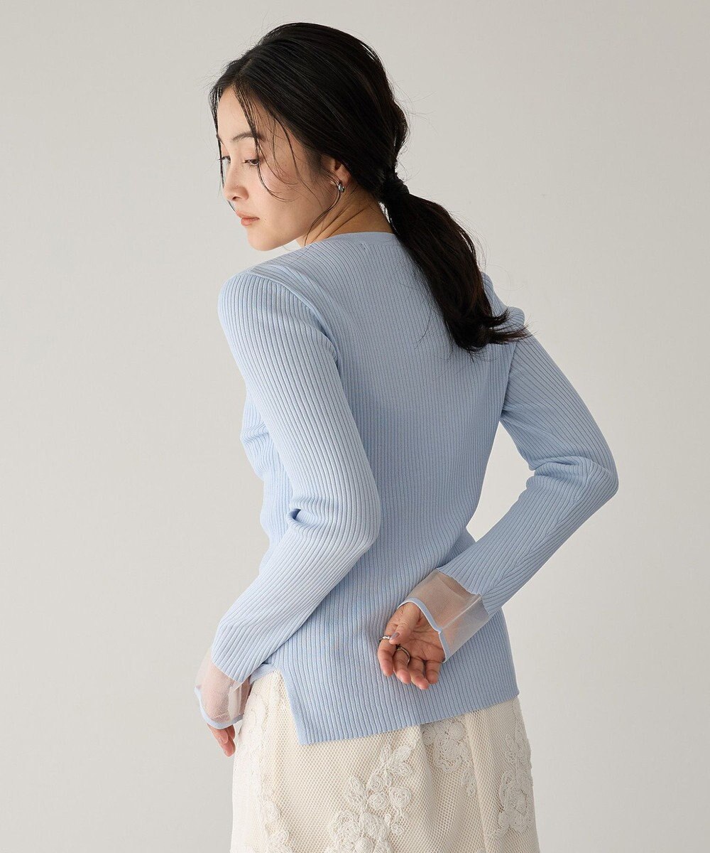 YECCA VECCA 袖口シアーリブニット 