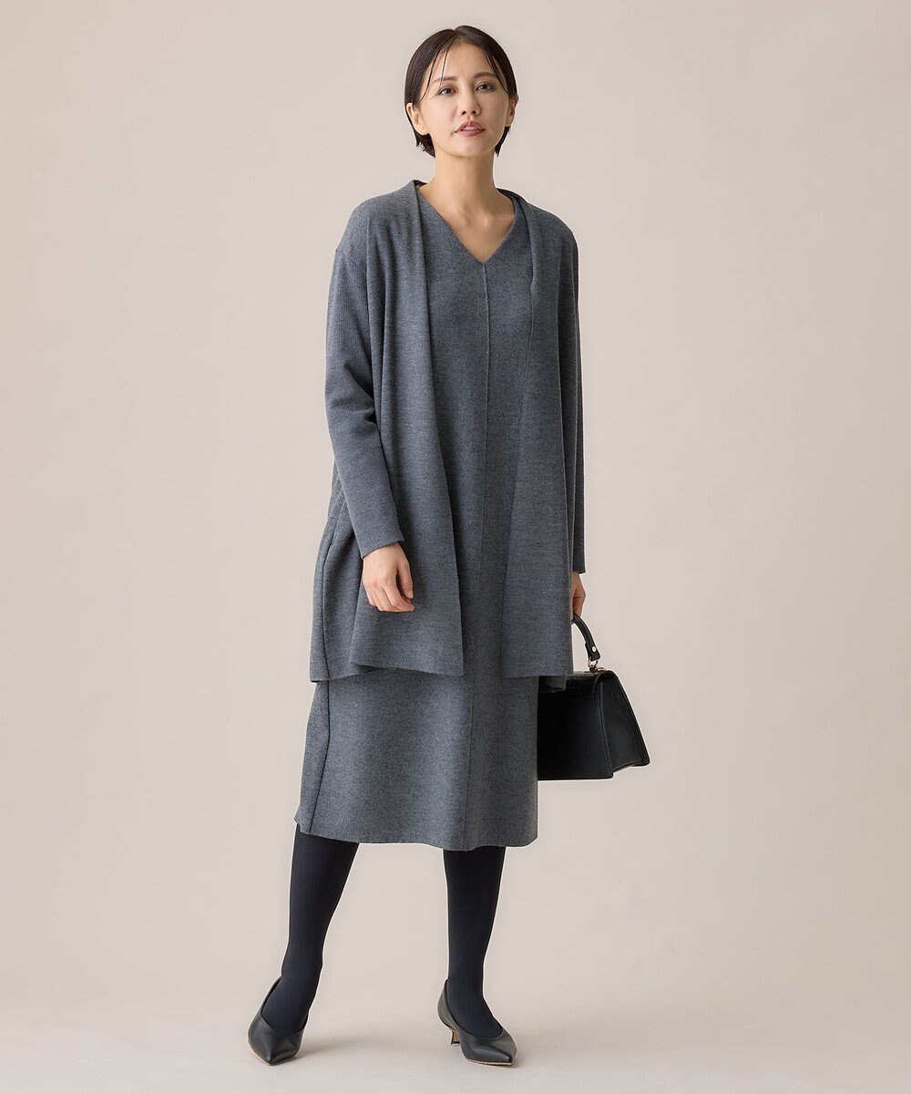 自由区 【洗える】ウールニットコンビジャージー ライトアウター 