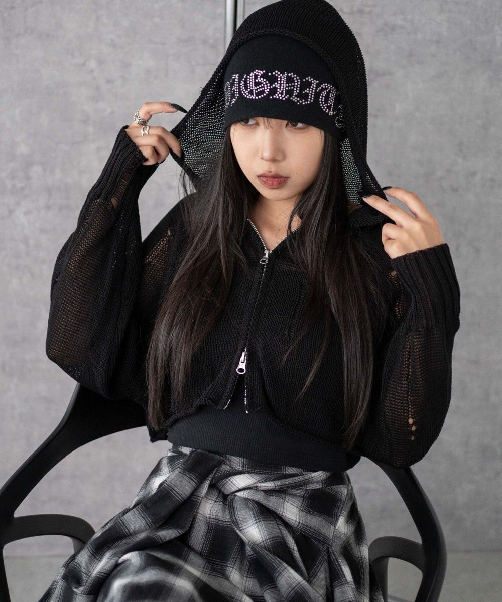 WEGO ダメージメッシュショートパーカー 