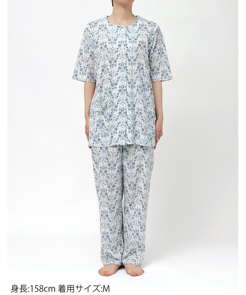 WACOAL パジャマ 綿100%(本体) 天竺素材 ミントン 5分袖 半袖 長ズボン レディース NDT167 /ワコール 