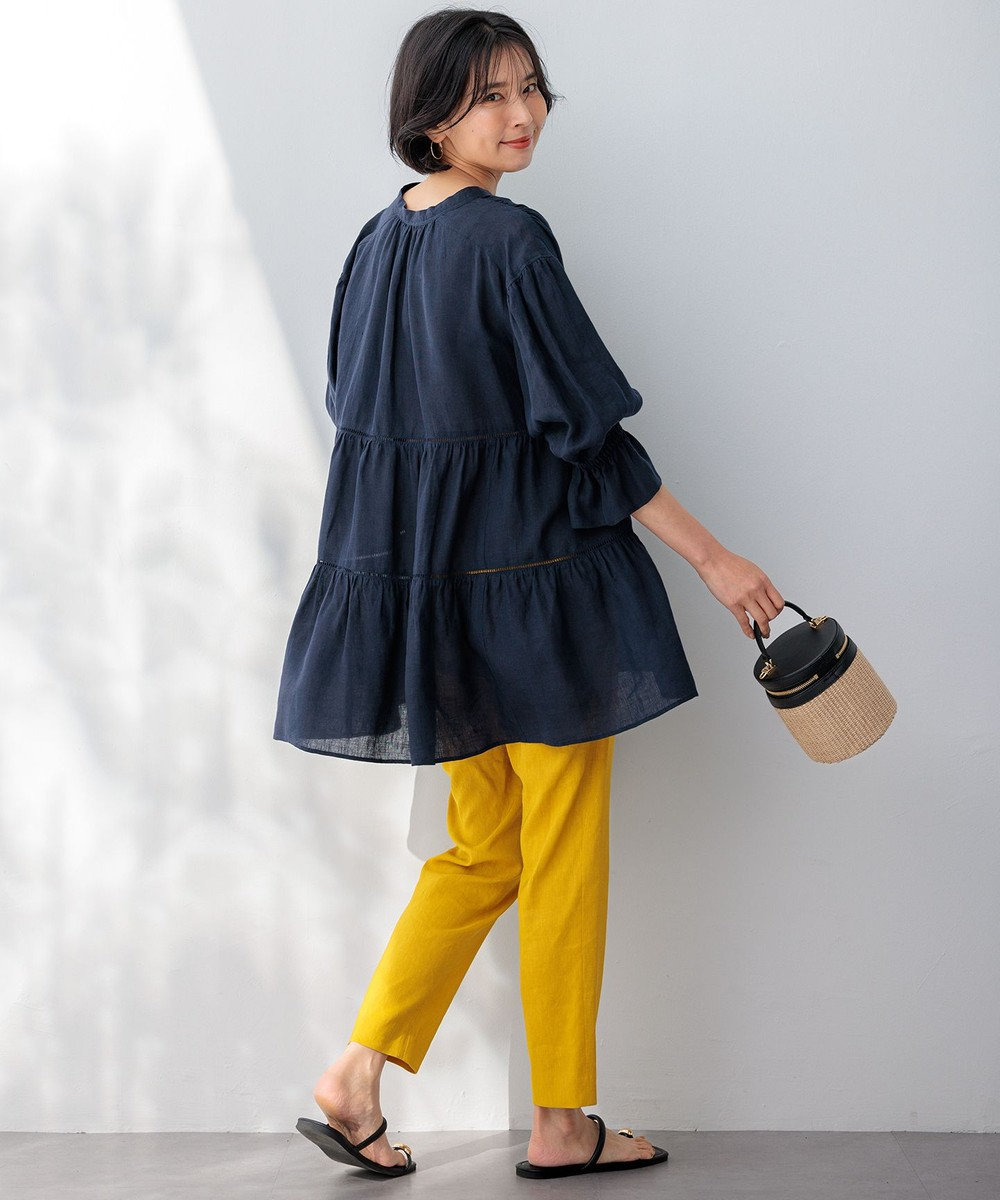 23区 S 【洗える】LIBECOリネン ティアード チュニック ブラウス 