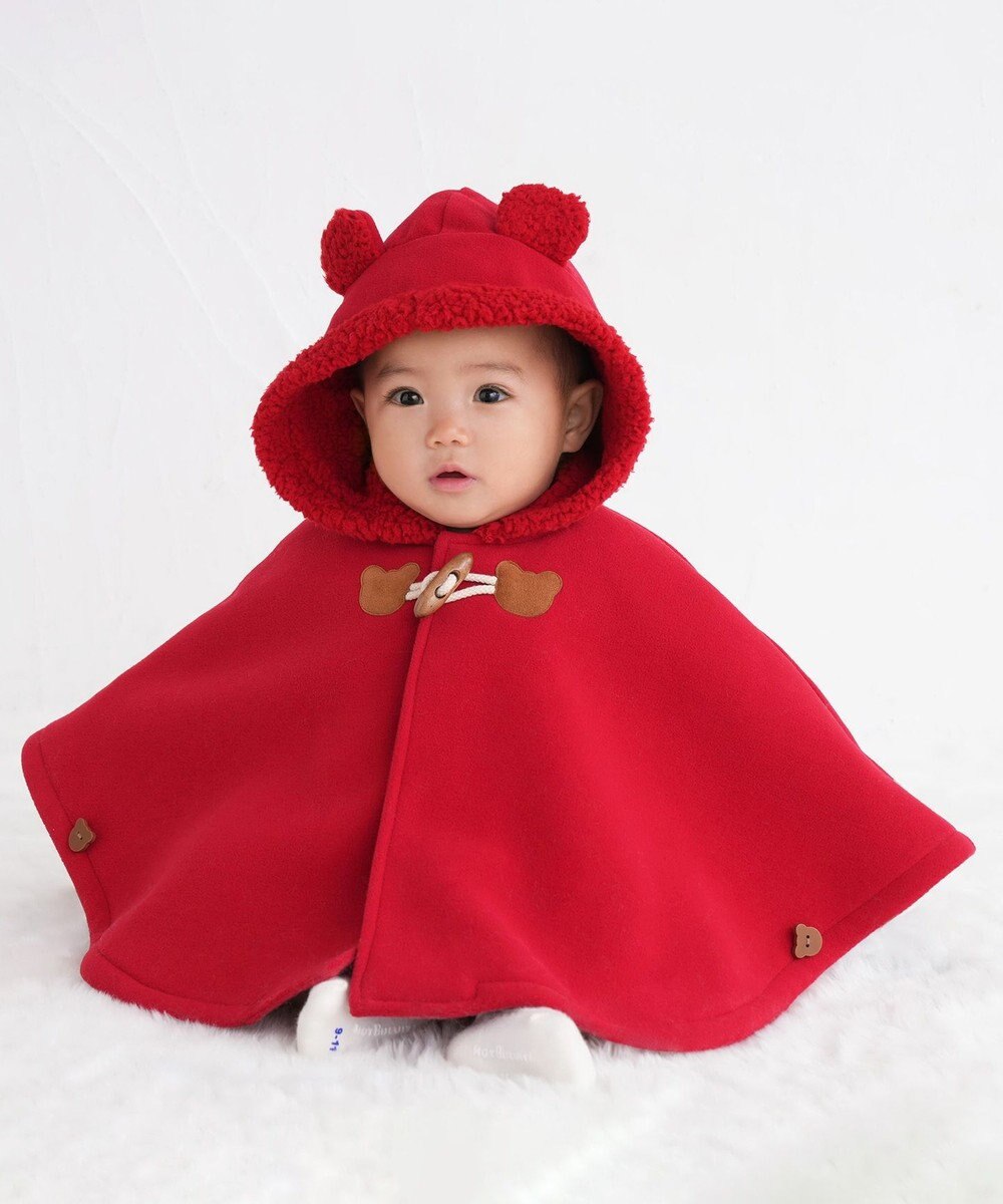 MIKI HOUSE HOT BISCUITS お耳付きボアフリース ダッフルマントギフトセット【BOX付き】 