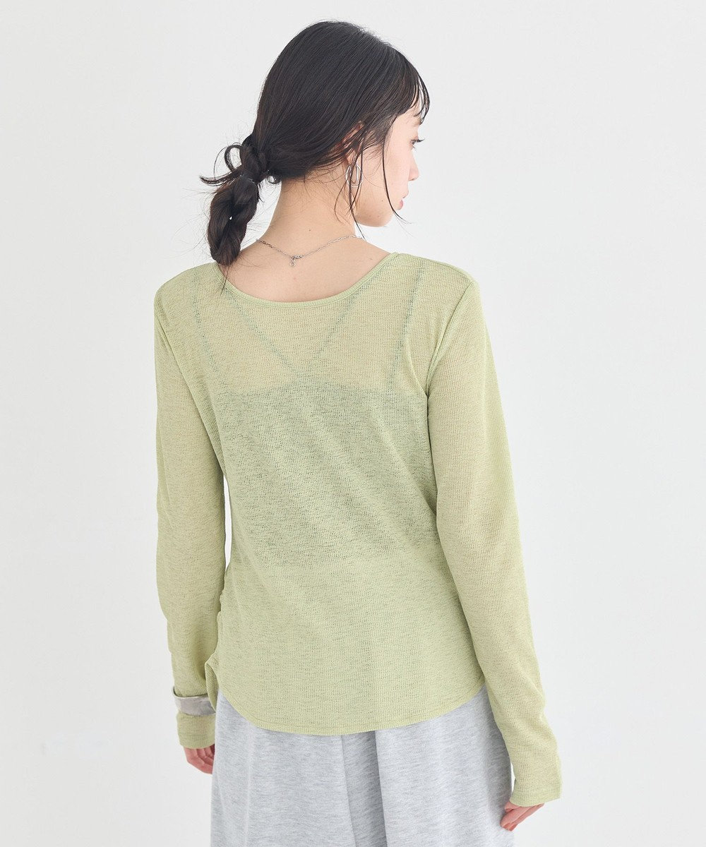 earth music&ecology 【予約】シアーワッフルタックボタントップス 