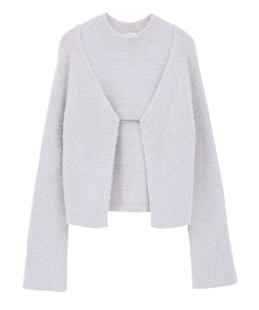 earth music&ecology SET2点チャーム付きシャギーニット＋インナー 