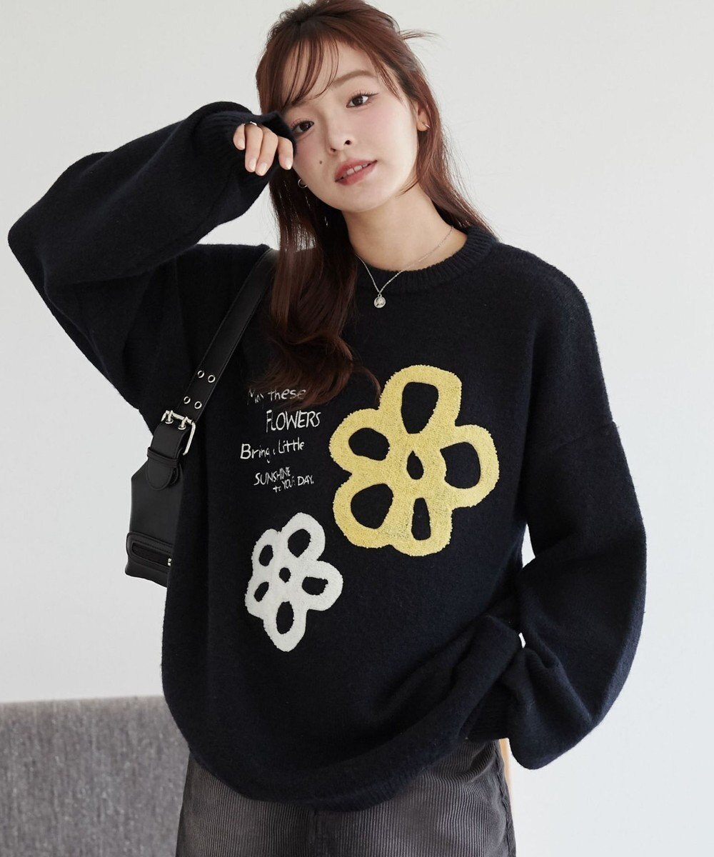 WEGO フラッフィーグラフィックBIGニットプルオーバー 