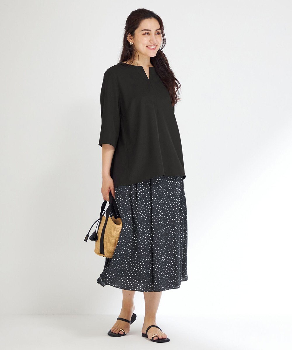 23区 L 【Lサイズ限定/洗える】ハイストレッチツイル ブラウス 