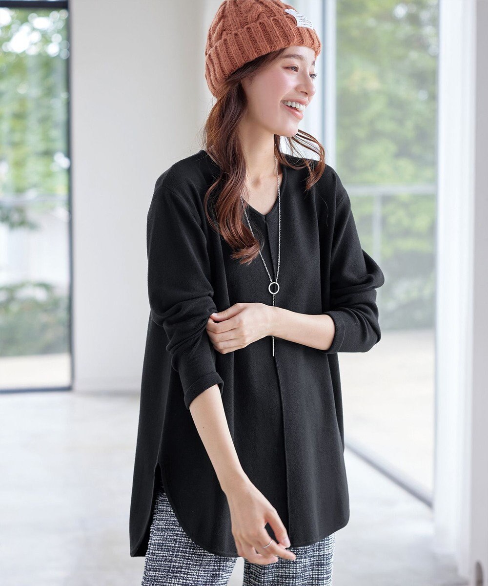 Tiaclasse 【安田美沙子さん着用・新色追加・洗える】ラウンドヘムニットチュニック 