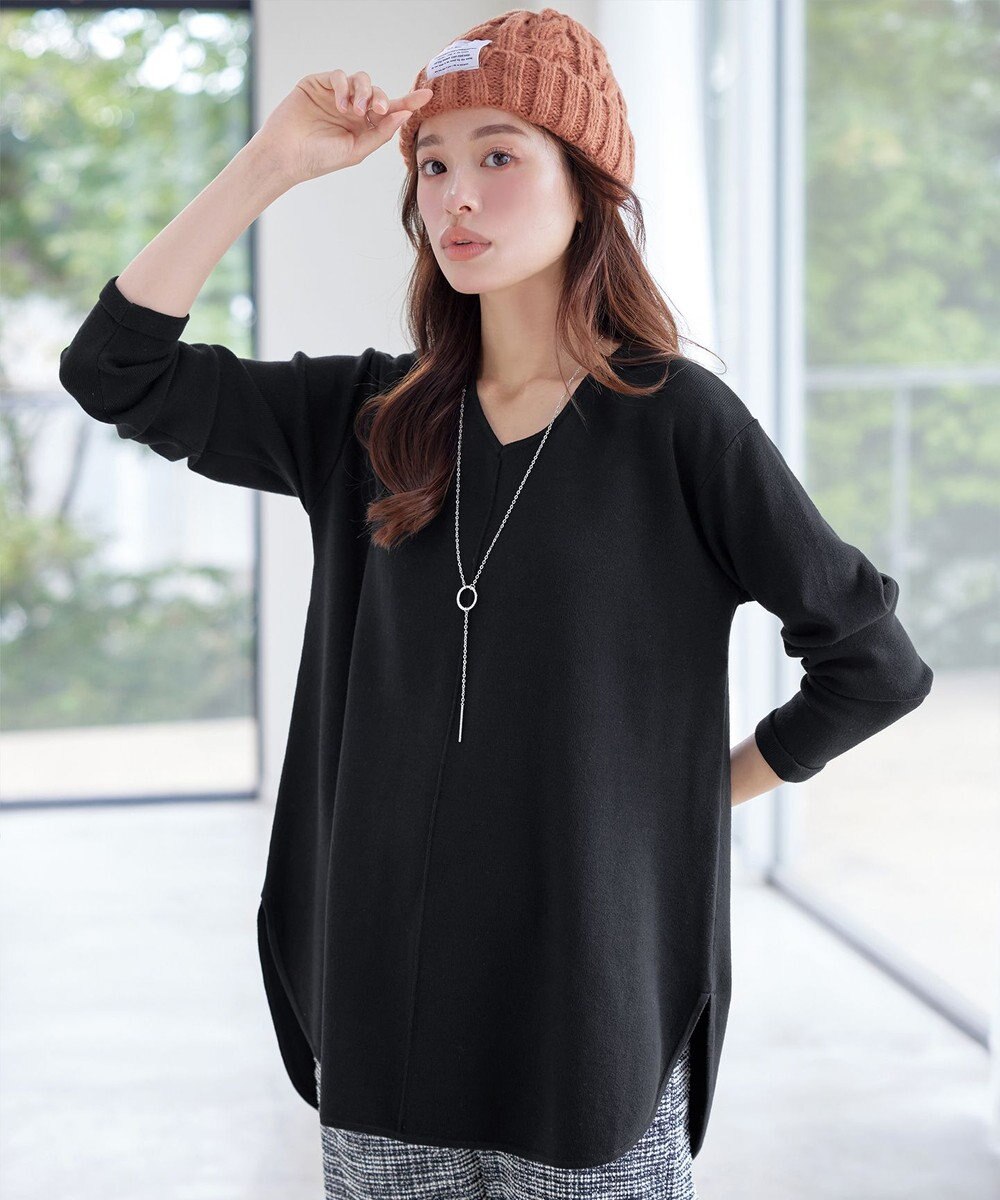 Tiaclasse 【安田美沙子さん着用・新色追加・洗える】ラウンドヘムニットチュニック 