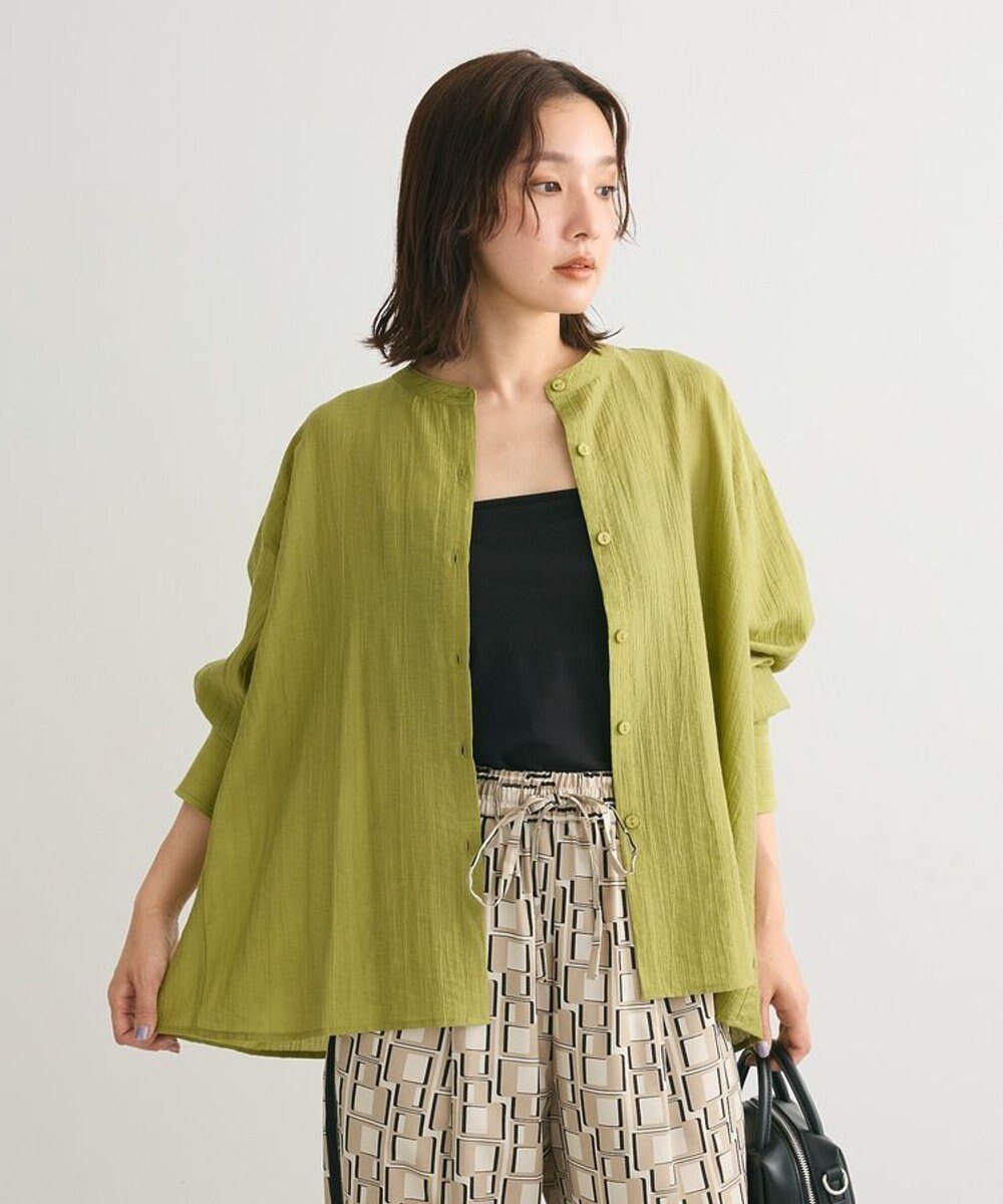 Green Parks バックシャンバンドカラーシャツ 