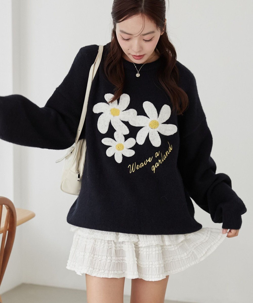 WEGO フラッフィーグラフィックBIGニットプルオーバー 