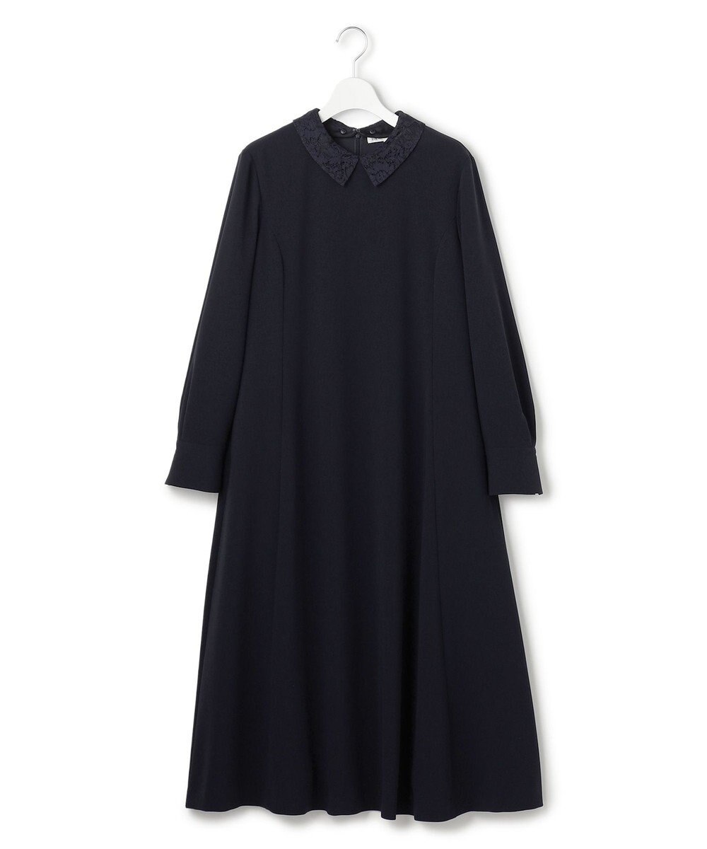 23区 【セットアップ対応/洗える】トリアセダブルジョーゼット 襟付き ワンピース 