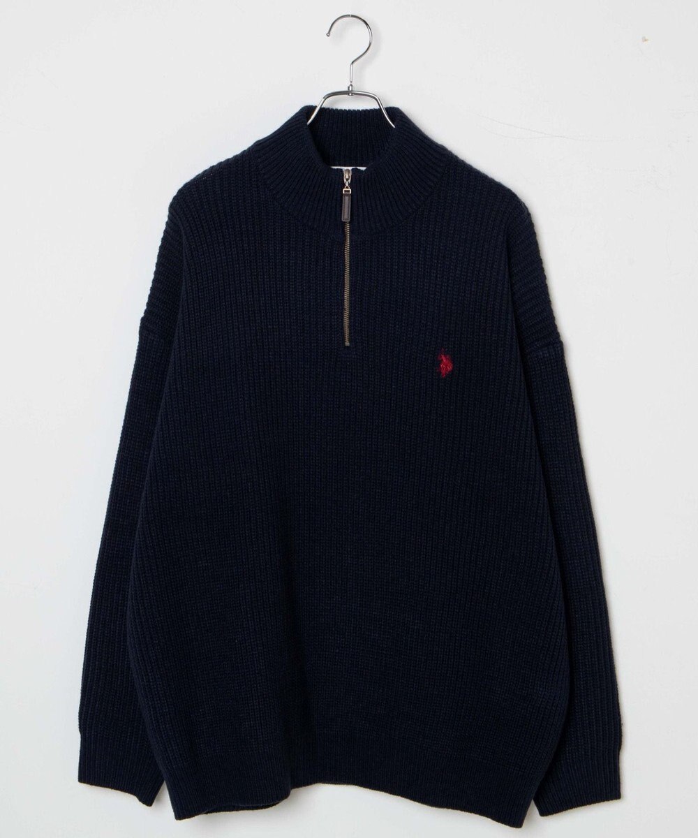 WEGO U.S. POLO ASSN.|別注畔編みハーフジップセーター 
