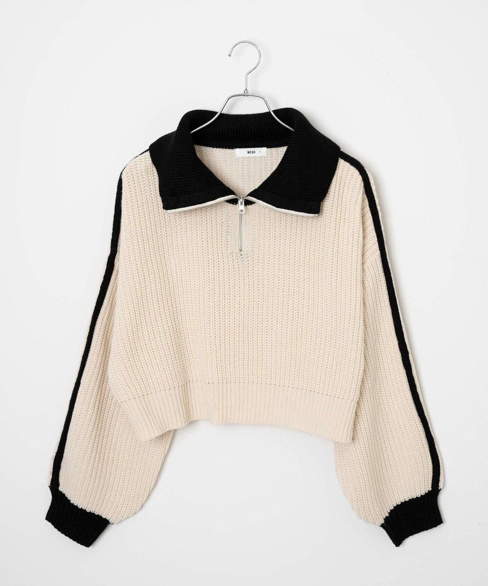 WEGO 2ラインハーフジップニットプルオーバー 