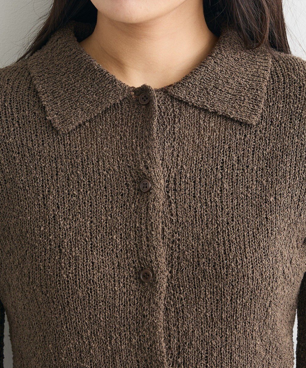 CRAFT STANDARD BOUTIQUE ブークレヤーン衿付きニットカーディガン 