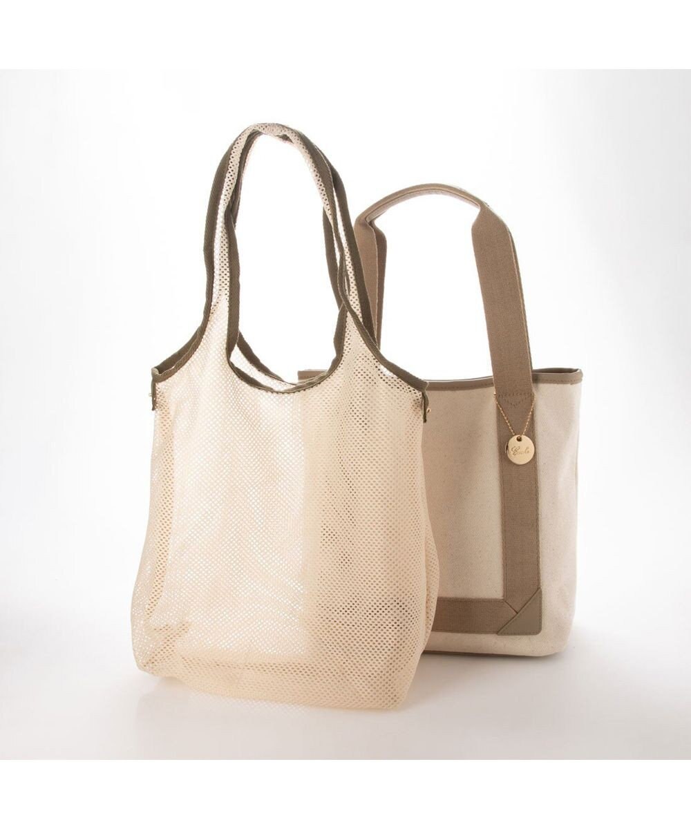 UNBILLION cachecache メッシュエコバッグ付きキャンバステープトート 