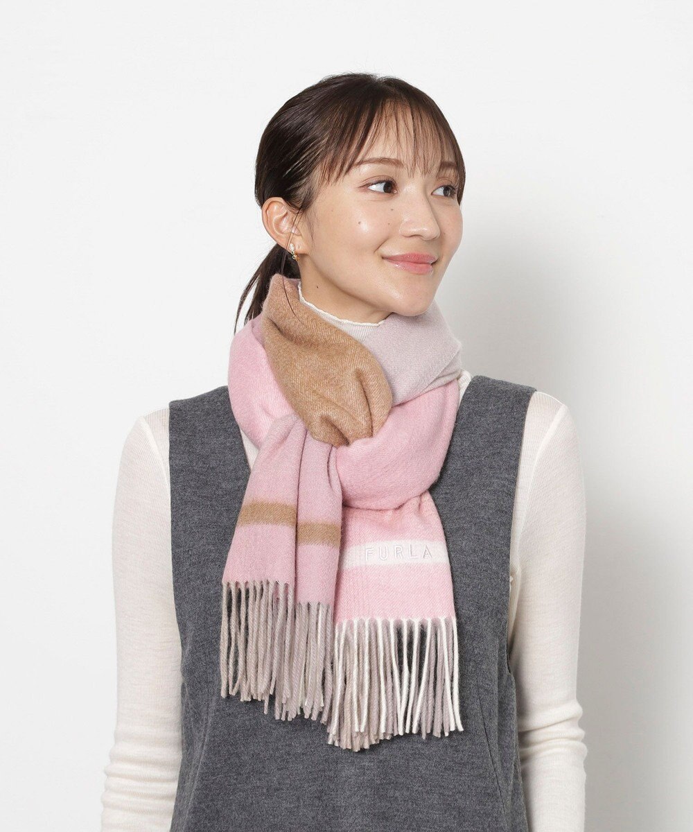 MOONBAT FURLA(フルラ）カシミヤ100％ カラーブロック オンブレー ストール 