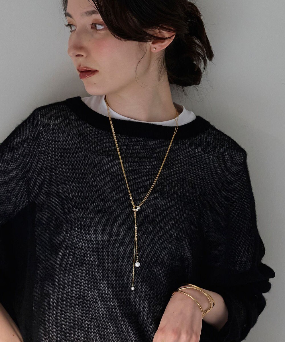 Phoebe 【長さ調整可能】Y字ネックレス/2wayアレンジパールラリエットネックレス ゴールド 
