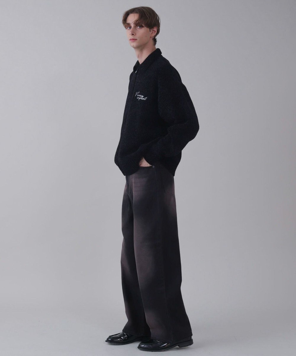 WEGO 【ユニセックス着用ITEM】ベロアモールワンポイントZIPカーディガン 