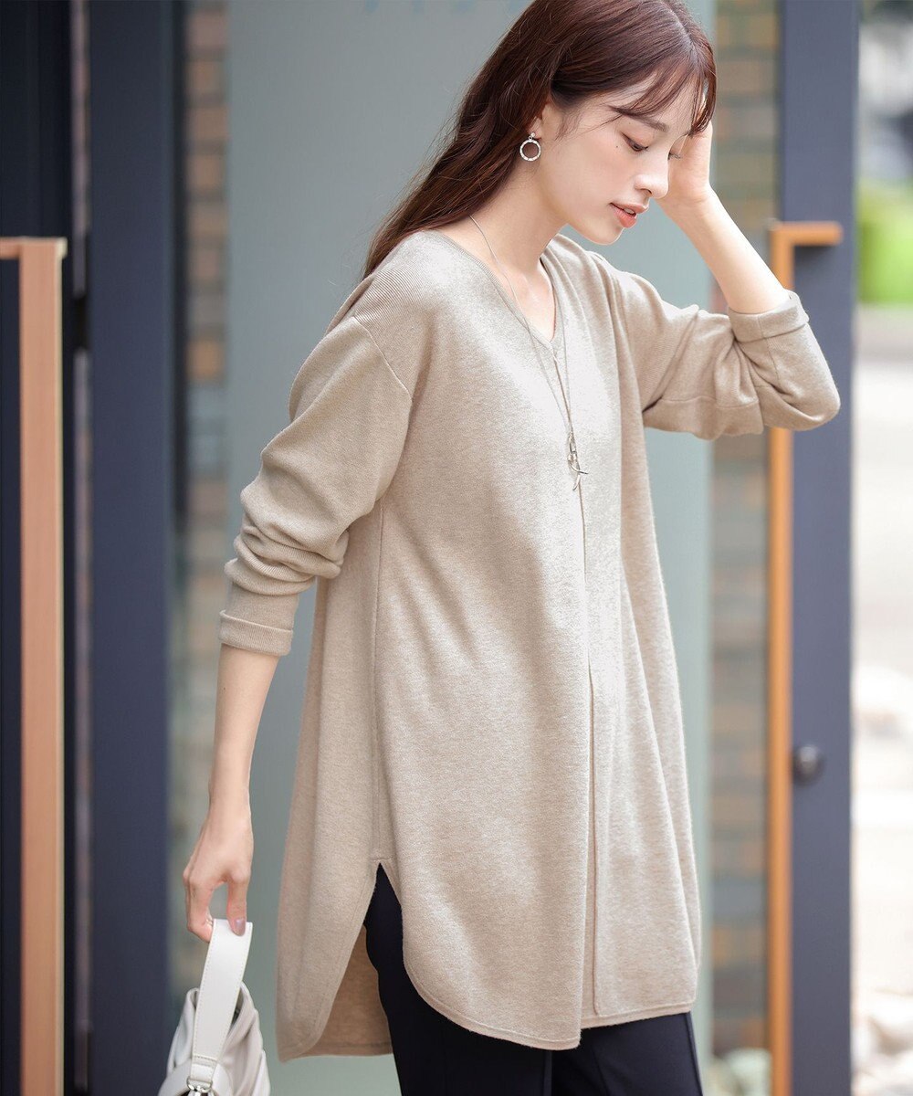 Tiaclasse 【安田美沙子さん着用・新色追加・洗える】ラウンドヘムニットチュニック 