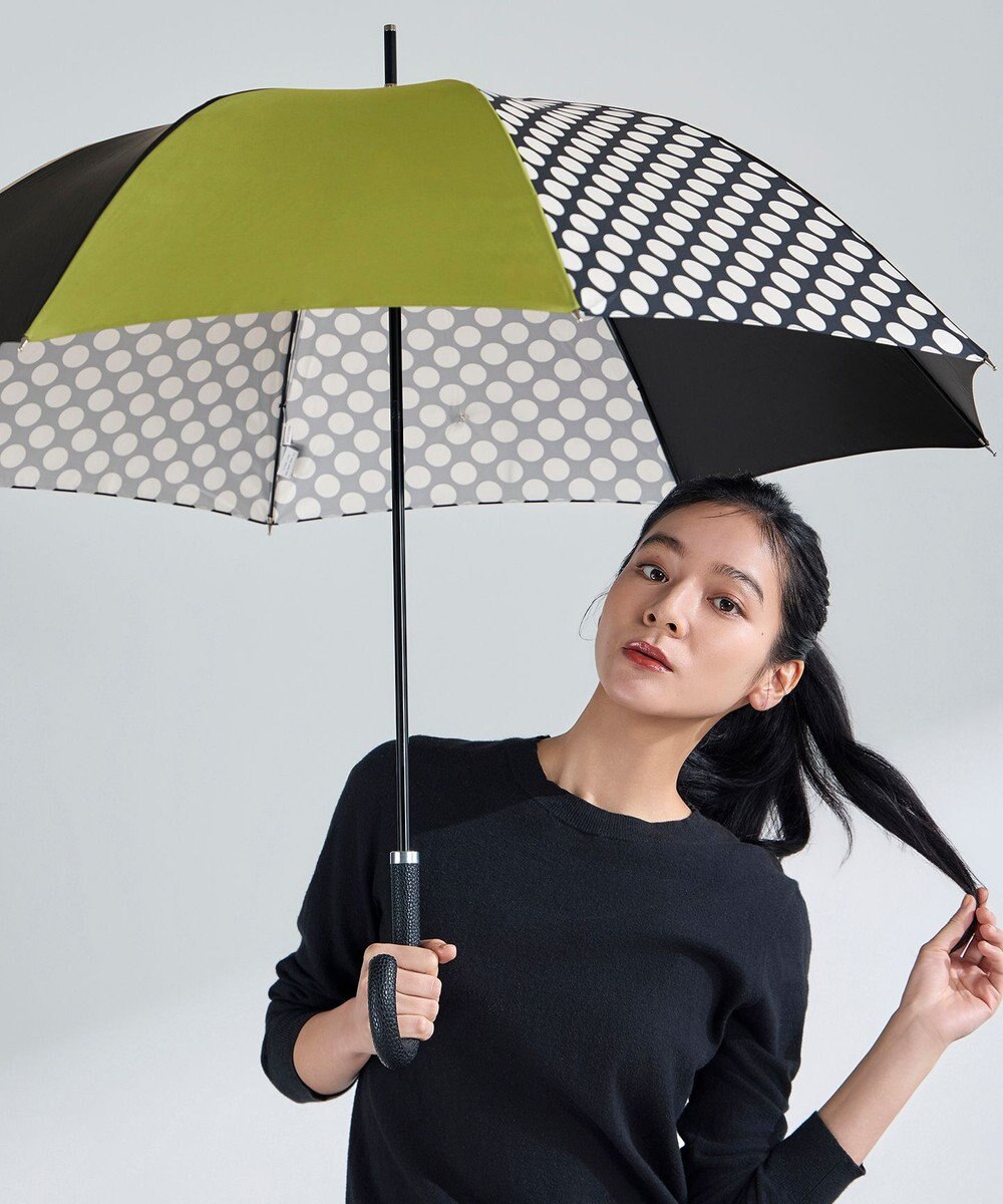 +RING レディース向け プラスリング 長傘 60cm BLK/GRN T1347 