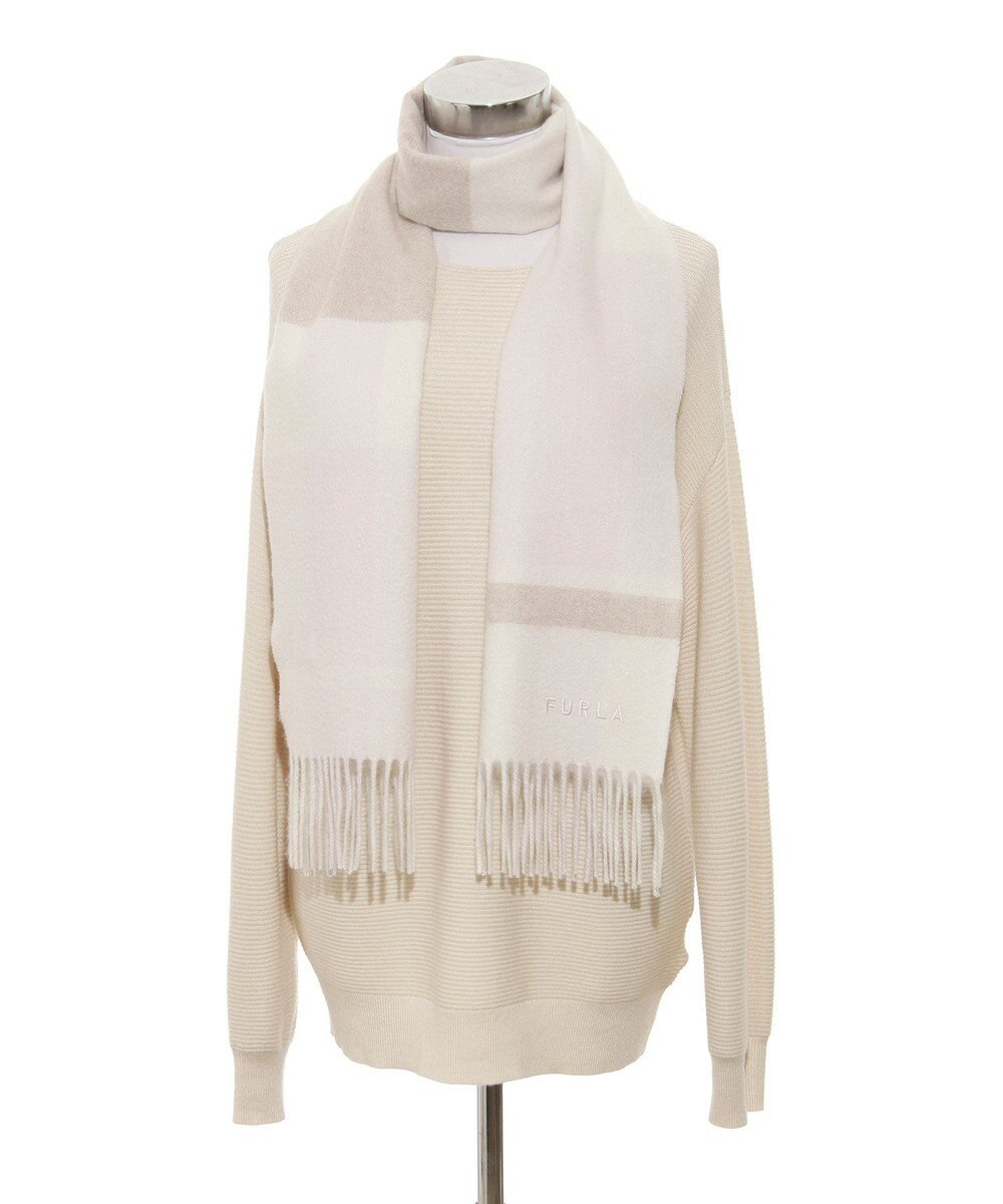 MOONBAT 【洗える】FURLA カシミヤ混ラメ入りチェックストールマフラー／幅30cm 