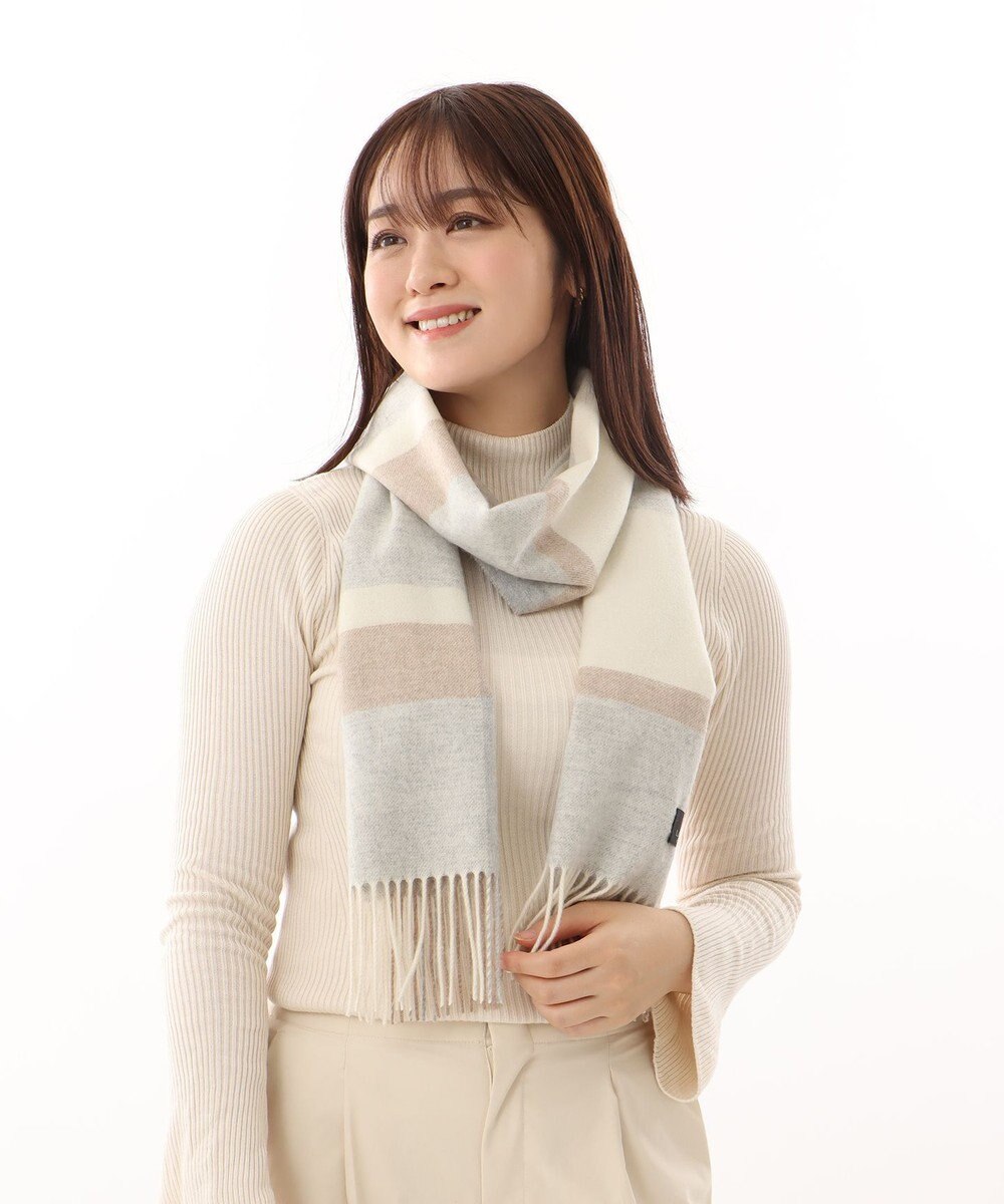 AURORA LANVIN COLLECTION ランバン コレクション カシミヤ チェックマフラー 