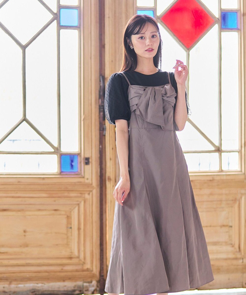 Feroux 【汗ジミが目立たない・洗える】チュール袖パフスリーブ Tシャツ 