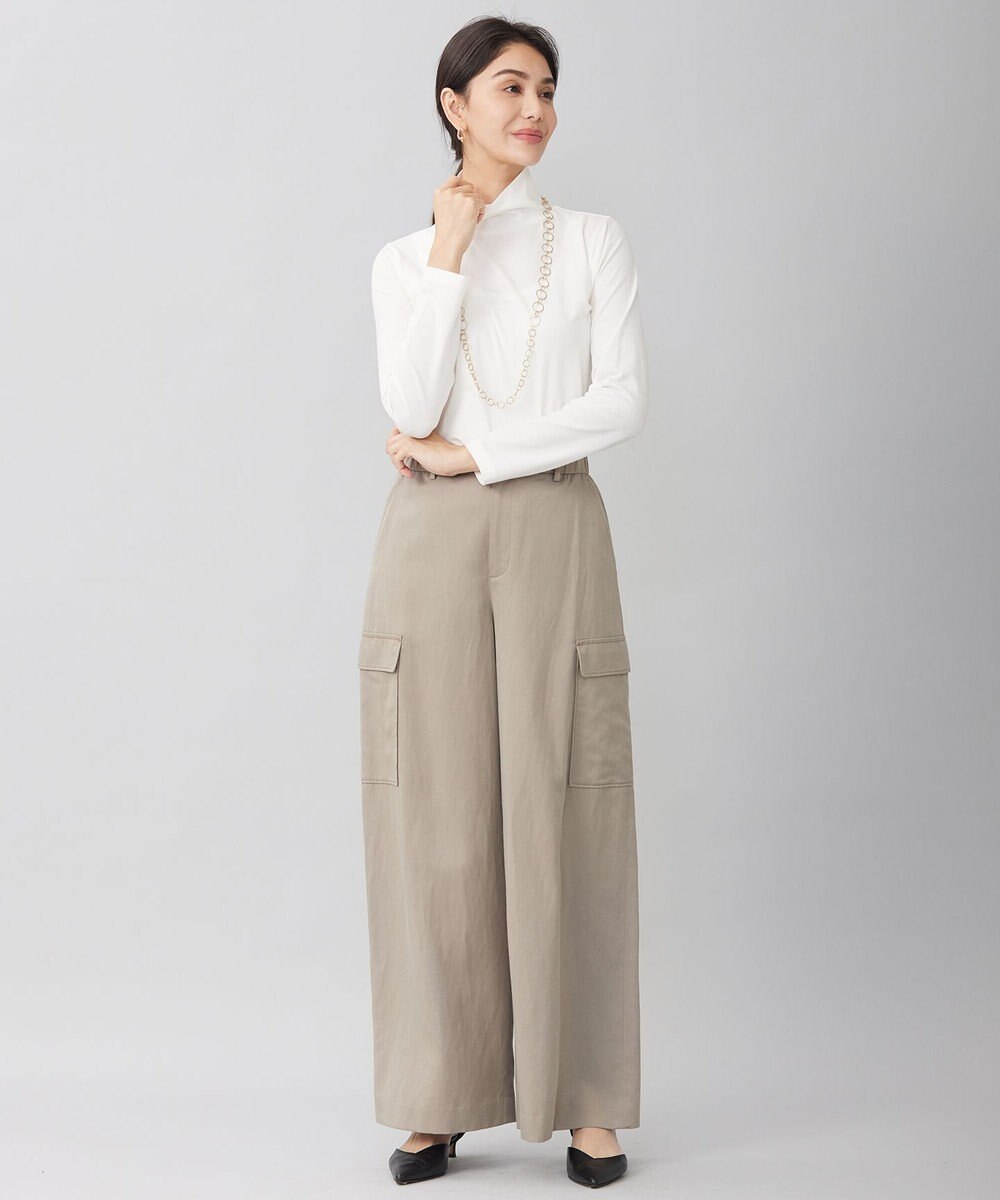 自由区 【洗える】ドライタッチインナー ハイネックカットソー 