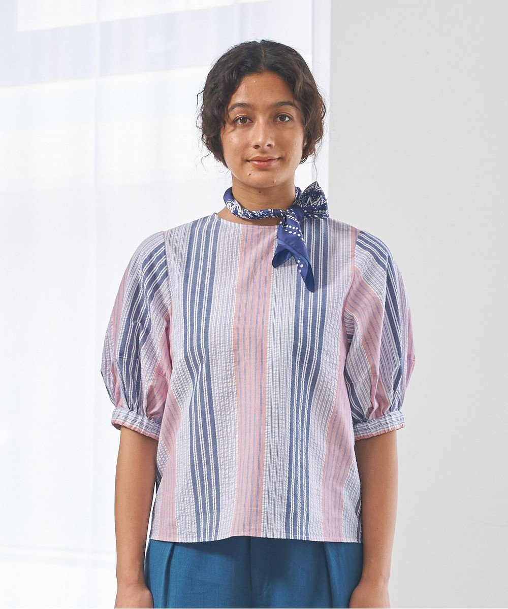 J.PRESS YORK STREET 【WOMEN】マルチストライプ ブラウス 