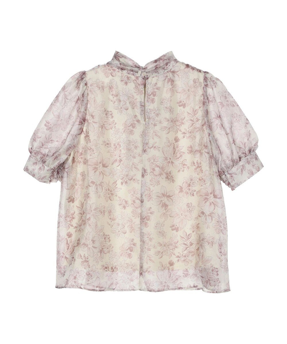 earth music&ecology フラワー柄シアーパフブラウス 