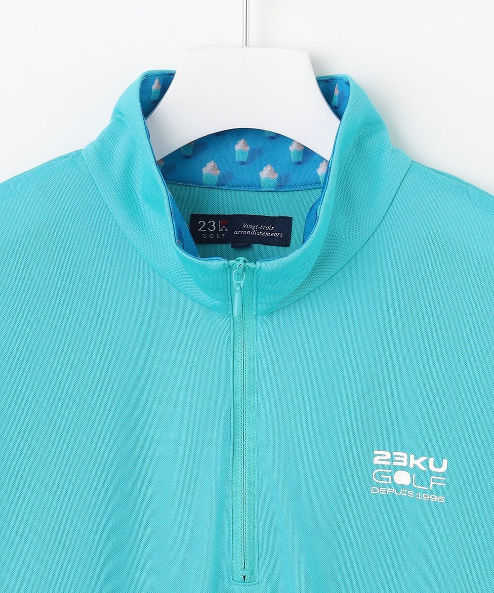 23区GOLF 【MEN】【接触冷感・UVケア・吸水速乾】ハーフジップ 無地ポロシャツ 