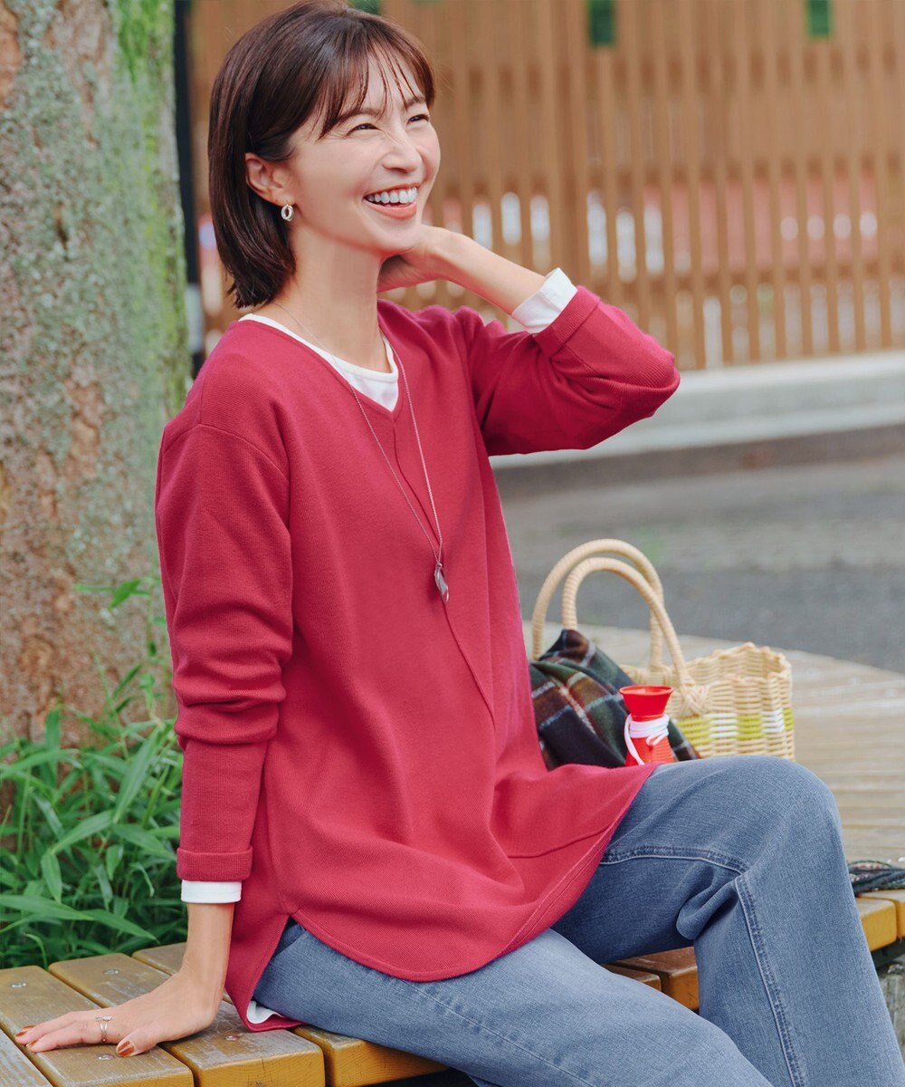 Tiaclasse 【安田美沙子さん着用・新色追加・洗える】ラウンドヘムニットチュニック 