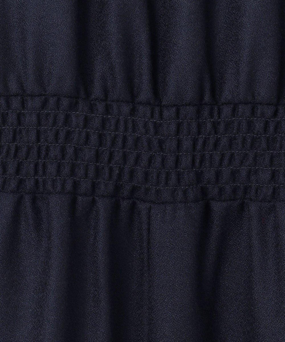 組曲 L 【WEB限定・KUMIKYOKU NAVY】ウールジョーゼット バンドカラーワンピース 