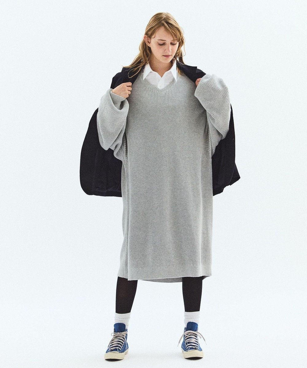 LENO V NECK ONEPIECE　Vネックニットワンピース 